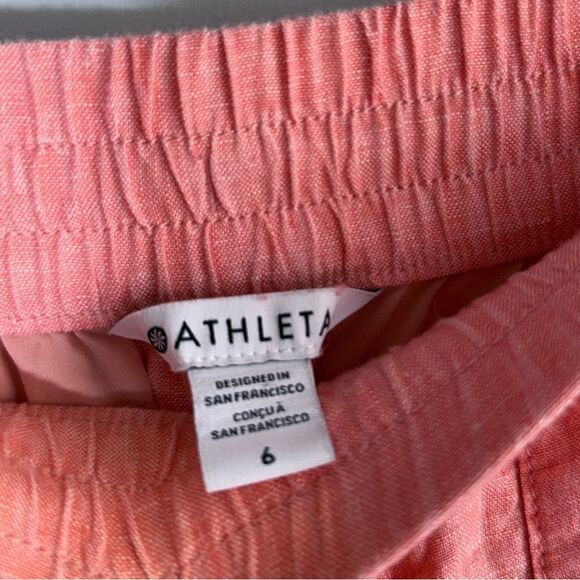 Athleta Retreat Linen Jogger Pants in Calla Sunset Orange Coral 531704 Size 6 - Picture 8 of 16